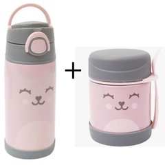 Kit Pote Térmico Com Talher + garrafa Térmica Bebê Alimentação