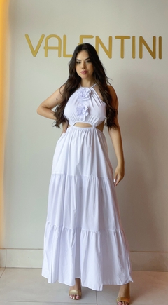VESTIDO COM FLORES BRANCO