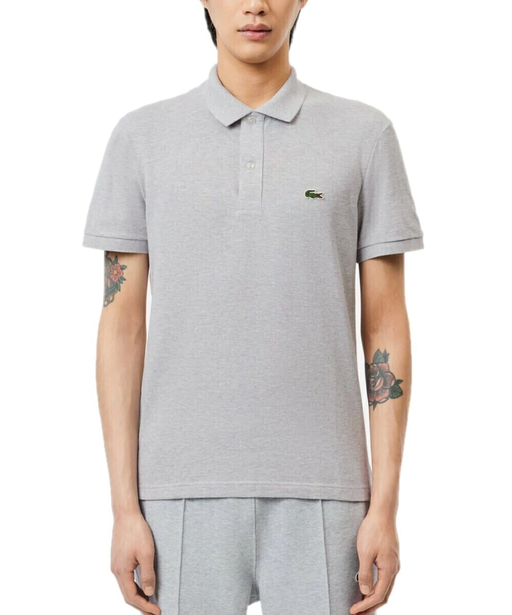 Polo Lacoste Slim Fit Piquet Cinza