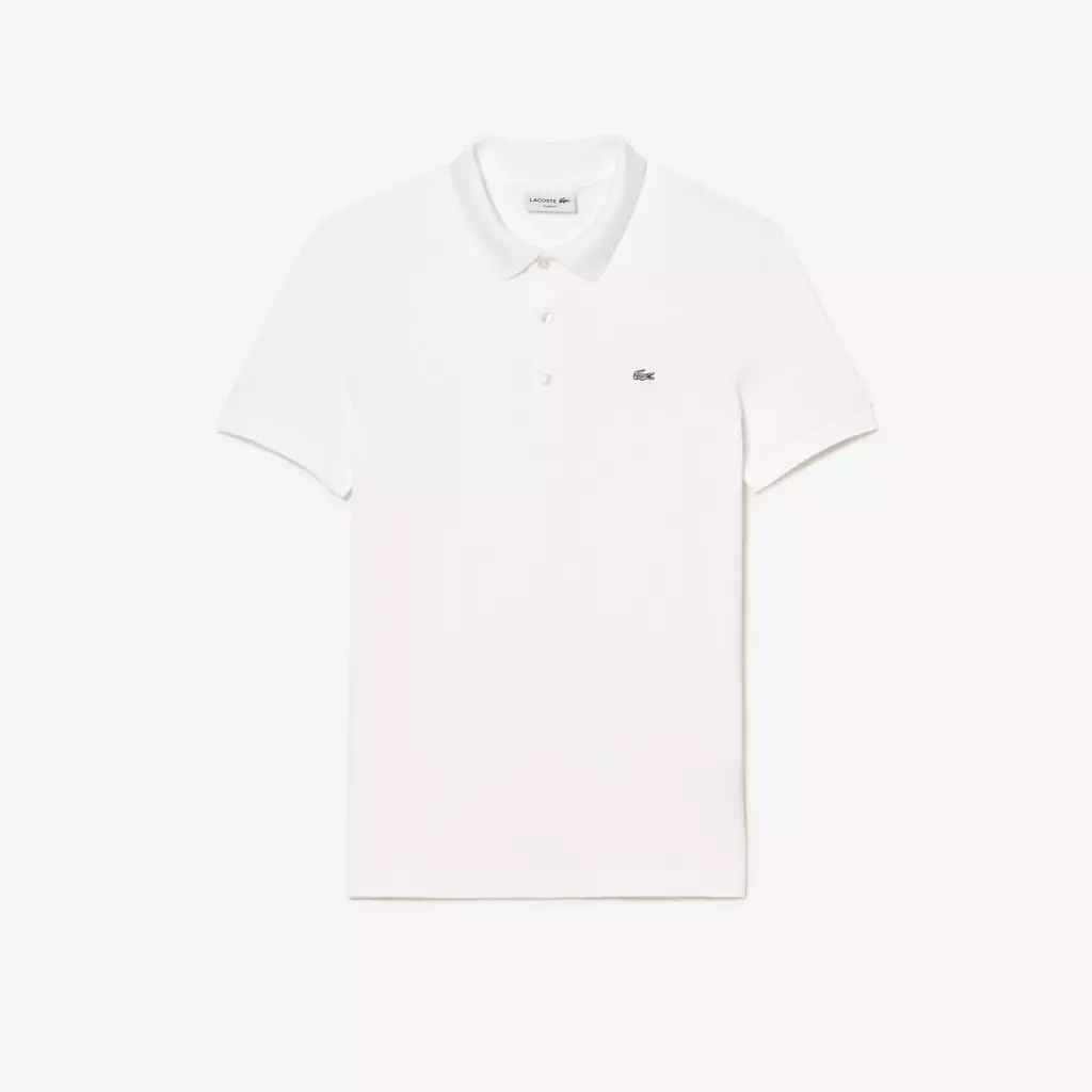 Polo Lacoste Slim Fit em Mini Piqué Stretch Branco