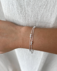 Pulsera doble cadena con doble bolitas
