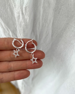 Argollas con estrellas con cubics - comprar online