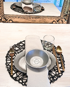 Plato de sitio de fibra tejido