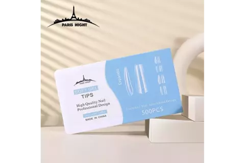TIPS SOFT GEL PARIS COFFIN LARGO CAJA CELESTE 500PCS PN20753-3