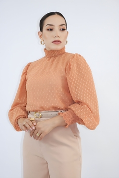 BLUSA GOLA ALTA LASTEX MANGA LONGA - comprar online