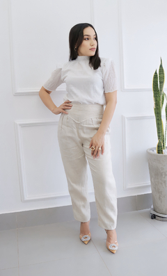 BLUSA GOLA ALTA DE LASTEX E MANGA CURTA - Ouz Be