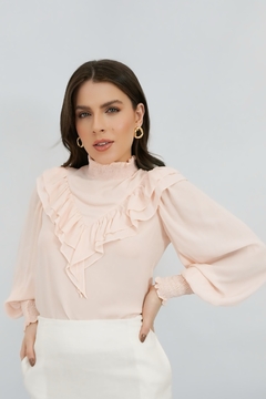 BLUSA ROSE COM BABADOS - Ouz Be