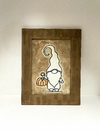 Quadro moldura em madeira Bordado Gnomo Abóbora Colheita