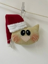 Pingente de Cara de Gato em Tecido Decoração Natal