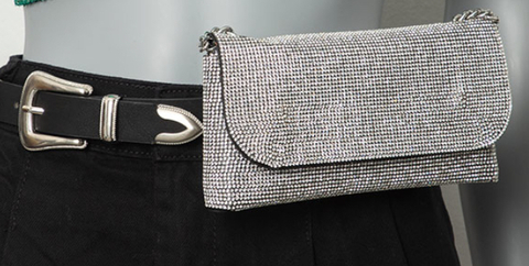 Pochete Cinto 3 em 1 Strass e corrente