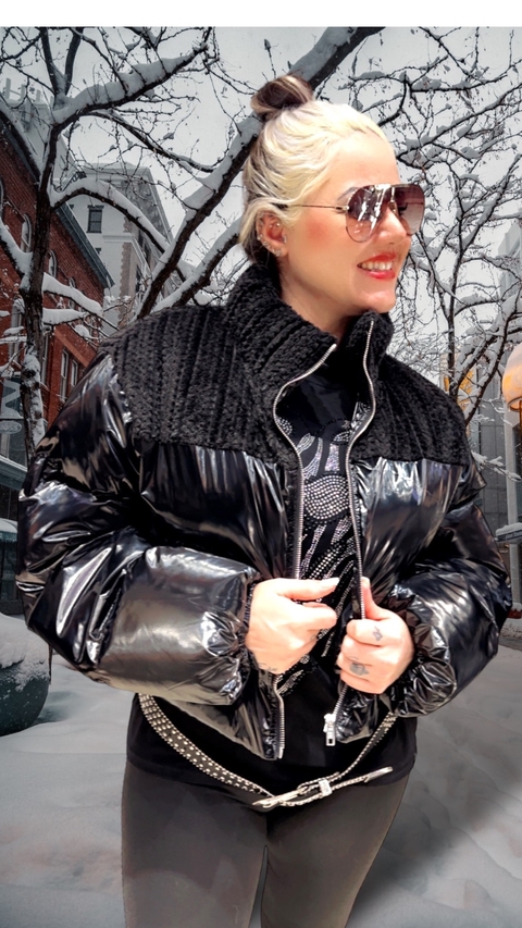 Jaqueta Puffer com tricô import Femin - comprar online