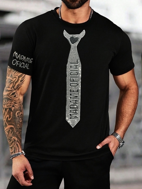 Max T-shirt pedraria gravata Masc - comprar online