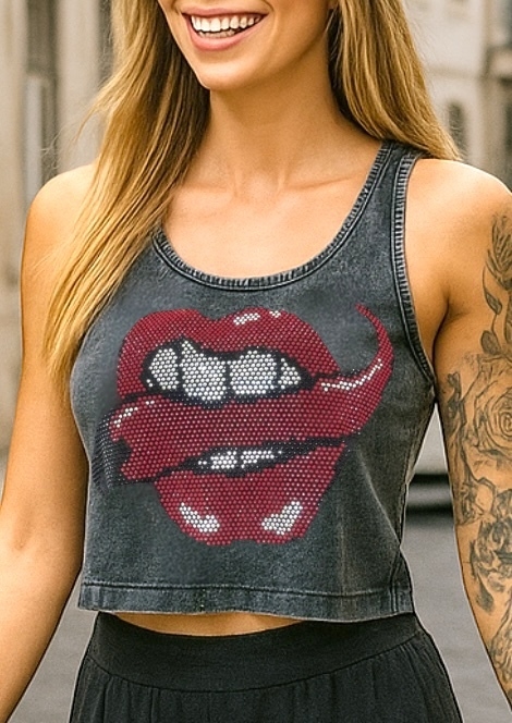 Cropped estonado com pedraria - comprar online