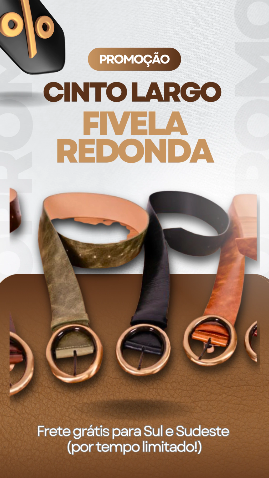 Cinto Largo Fivela Redonda