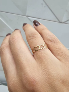 Anel corações vazados em Ouro18K - loja online