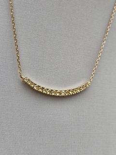 Imagem do Colar fileira curvada em prata banhada ouro e zircônias yellow fancy