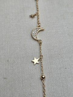 Pulseira lua e estrelas em prata banhada ouro e zircônias - comprar online