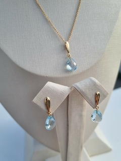 Pingente gota em Ouro 18K e Topázio sky - Joias Gabriela Aiex - CNPJ 11.548.271.0001-00