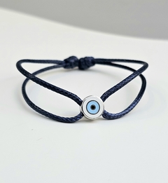 Pulseira fio seda e pingente olho grego em prata - comprar online
