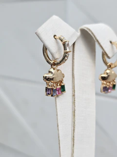 Brinco argola nuvem em prata banhada ouro e zircônias coloridas na internet