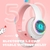 Imagem do Fone Orelhas de gato bonito fones de ouvido sem fio com luz flash microfone led e bluetooth