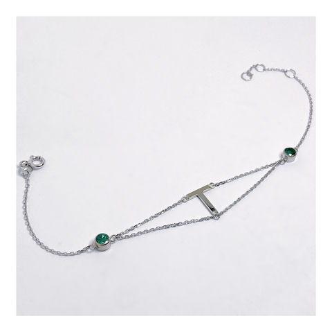 Pulseira Inicial com Esmeraldas