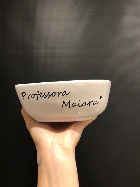 Travessa coração media personalizada - Branca