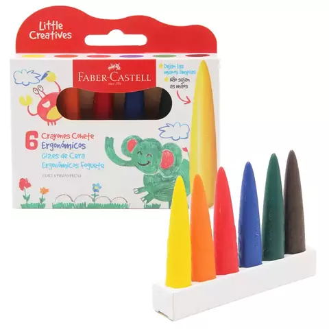 Giz de Cera Foguete Little Creatives, 6 Cores - Faber-Castell