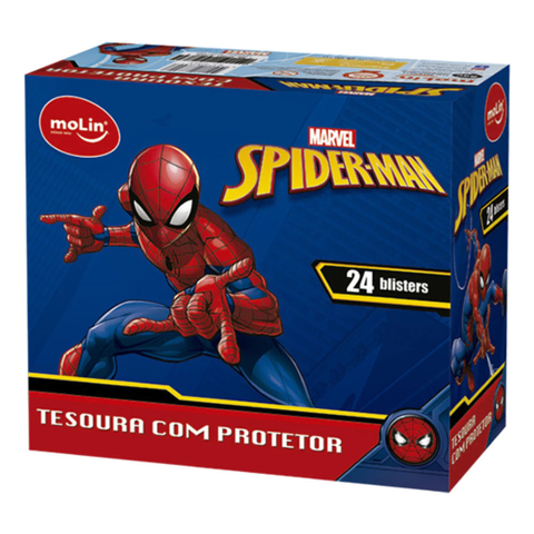 Tesoura Escolar Homem Aranha com protetor- Molin