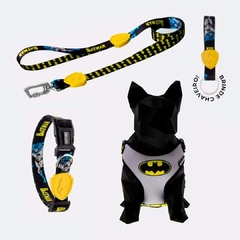 Kit - Guia + Coleira + Peitoral Air Batman