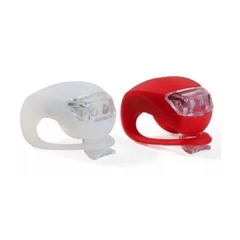 Luz Bicicleta Led Kit Delantera Y Trasera Siliconada Dual Color Rojo y blanco