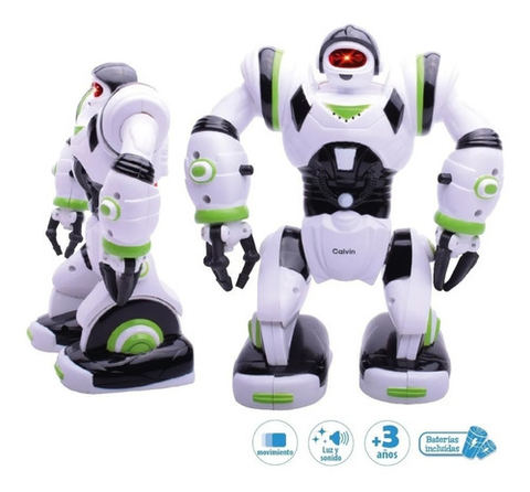 MUÑECO ROBOT CALBIN BOT CON LUZ SONIDO Y MOVIMIENTO EL DUENDE AZUL