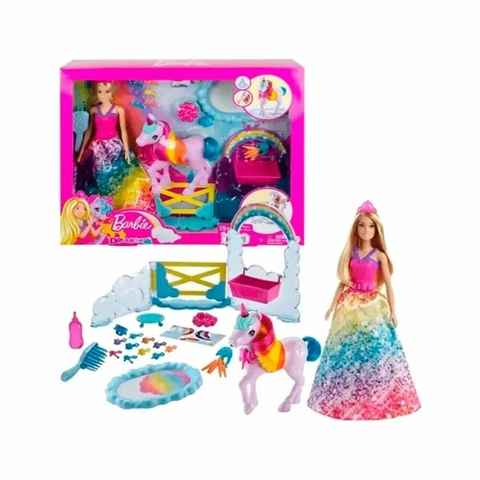 MUÑECA BARBIE DREAMTOPIA CON UNICORNIO ARCOÍRIS MATTEL