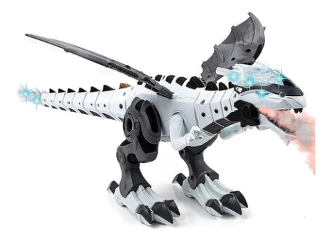 ROBOT DINO FIRE CHICO DINOSAURIO LANZA VALOR LUZ Y SONIDO ISAKITO