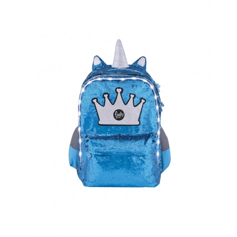 MOCHILA UNICORNIO LENTEJUELAS FOOTY LUZ LED ESPALDA 14'