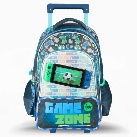 MOCHILA CARRO 18″ GAMER ZONE VERDE /AZUL CON LUZ LED.
