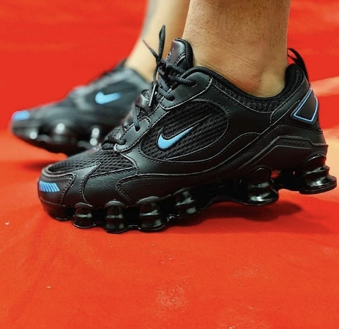 Tênis Nike Shox TL Novo 2020/ 12 Molas TL/ Cor: Preto e Azul