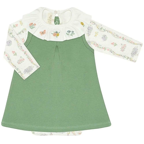 Conjunto body e vestido bordado