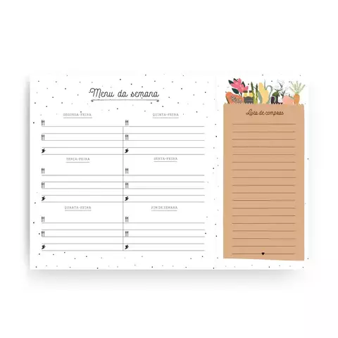 Bloco menu + lista de compras