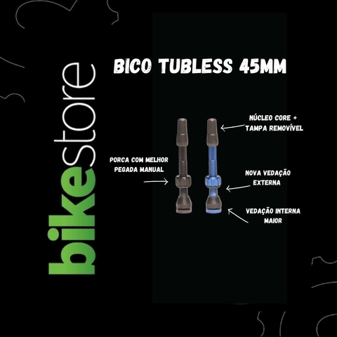 Válvula Bico Tubeless Arstop 45mm Alumínio Preto O Par