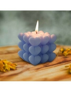 Molde De Silicona Para Velas Y Artesanias Forma Cubica De Corazones x2