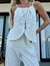 Blusar De Linho Risca De Giz Off White (007101) na internet