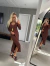 Vestido Midi V Manga Longa Marrom (007113) na internet
