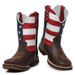 Bota Texana Masculina Estrela USA Couro Jump - Django Boots - Botas Texanas Country em Couro, Adulta, Infantil, Masculina e Feminina