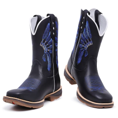 Bota Texana Masculina Estilo Country Bico Quadrado em Couro Legitimo In - Django Boots - Botas Texanas Country em Couro, Adulta, Infantil, Masculina e Feminina