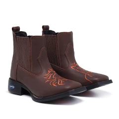 Bota Botina Feminina Para Expoagro Pecuaria Cavalgadas Country Texana Bico Quadrado Cano Curto Couro Legitimo na internet