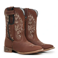 Bota Texana Feminina Com Porta Facas - Django Boots - Botas Texanas Country em Couro, Adulta, Infantil, Masculina e Feminina