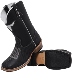 Bota Texana Masculina Bordado Carrapeta - Django Boots - Botas Texanas Country em Couro, Adulta, Infantil, Masculina e Feminina