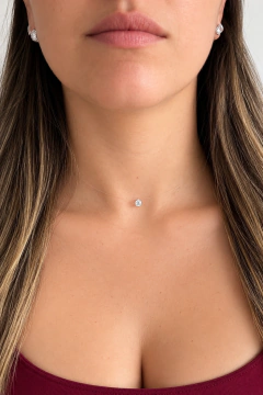 Colar Ponto de Luz Flutuante em Prata 925 com Fio de Nylon