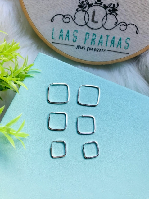 Trio de Argolinhas Quadradas